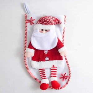 Nordic Christmas stocking with 3D Santa Claus and classic red white stripes