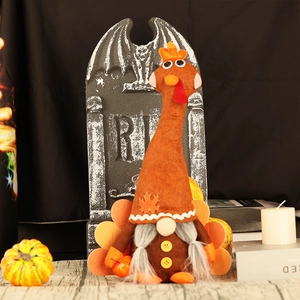 Gnomo tacchino di peluche con zucca per decorazioni di ringraziamento e d'autunno