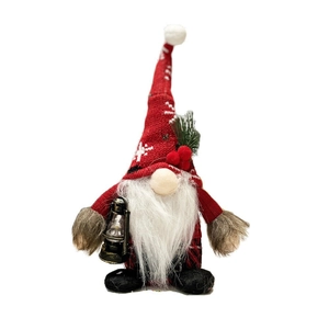 Christmas gnome plush with knitted hat and lantern decoration for holiday home decor