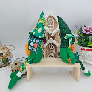 St. Patrick's Day gnomes with shamrock hats and Ireland Forever flags, set of two