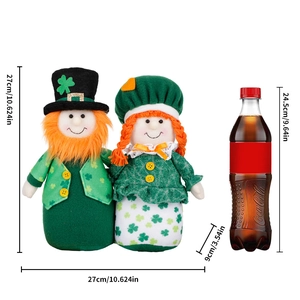 St. Patrick's Day gnome dolls with 27cm height measurement scale on white background