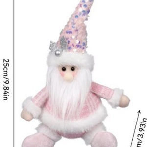 Pink Christmas gnome plush toy dimensions detail showing 25cm height and 10cm width size