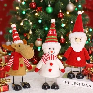 Christmas Spring Leg Plush Doll Ornaments Santa Claus Snowman Reindeer Festive Home Desktop Decoration Party Supplies