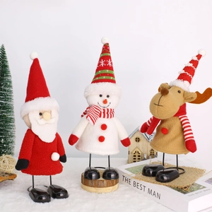 Plush Christmas dolls set with Santa, Snowman and Reindeer on spring legs decorations