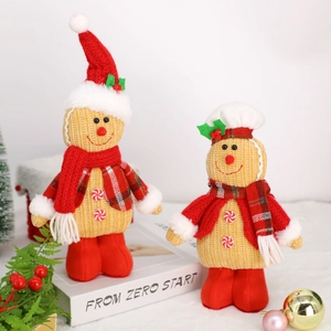 Poupées en peluche bonhomme de pain d'épice avec chapeaux de chef pour déco de Noël