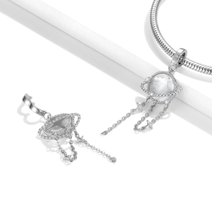 S925 sterling zilveren planeet hanger en oorbellen set met ster kwastjes details