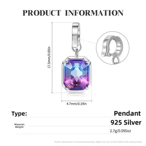 Y2K S925 sterling zilveren bedel met paarse gradiënt zirkoon voor DIY sieraden maken