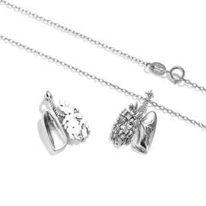 S925 sterling zilveren longhanger ketting met bloemige anatomische details en zirkoon