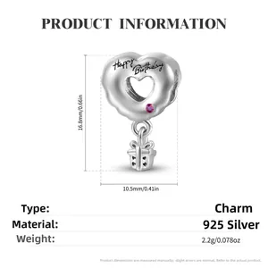 925 Sterling Silber Herzanhänger mit Happy Birthday Gravur und Geschenkbox Anhänger