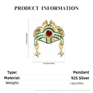 Detail view of 925 sterling silver tribal mask pendant with dimensions and weight specs