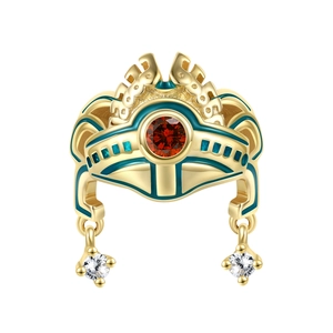 925 Sterling Silver Skull Necklace Tribal Helmet Enamel Gothic Synthetic Ruby Zirconia Pendant Individual Ethnic Jewelry