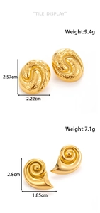 Detailed technical specifications and weight for golden spiral stainless steel earrings