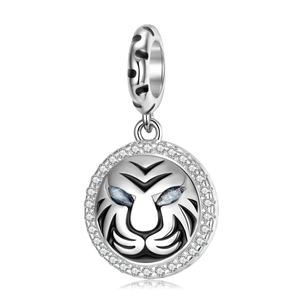 925 silver white tiger charm with black stripes and blue eyes for DIY bracelets