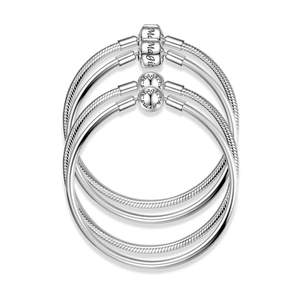 Classic 925 sterling silver 3mm snake chain bracelet set with minimalist clasp charms