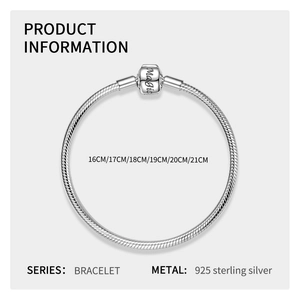Detail view of 925 sterling silver snake chain bracelet with Magic engraved clasp