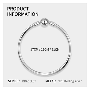 Detailed size guide for 925 sterling silver snake chain bracelet with ball clasp