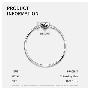 925 sterling silver snake chain bracelet with heart-shaped skull clasp and 3mm link size
