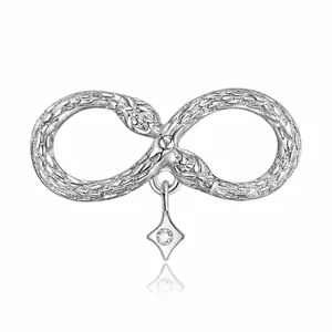 925 Ασήμι Infinity Ουροβόρος Σύμβολο Υφή Φιδιού Στρας Μενταγιόν Για DIY Βραχιόλι Κολιέ Κατασκευή Κοσμημάτων