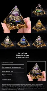 Diagramma dettagliato della piramide orgonica 5cm con pietre dure e rame metallico