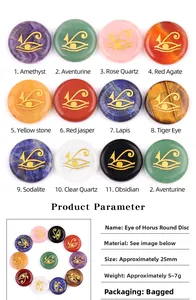 Détails des disques de l'Œil d'Horus en cristal naturel 25mm en diverses pierres