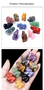 Miniature hand-carved gemstone animal figurines in amethyst and tiger eye stone