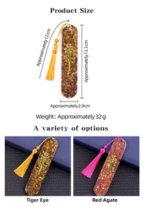 Detailed size specifications for handmade resin bookmarks with tree of life and tassels