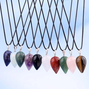Collana Con Ciondolo a Goccia in Pietra Semipreziosa Naturale Lega Cristallo Quarzo Agata Pietra Curativa Lucida Per Donna Gioielli