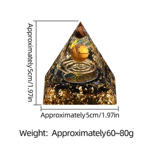 Piramide Orgonite 5cm con Sfera Occhio di Tigre, Ossidiana e Spirale in Rame Decor