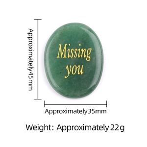 Green natural crystal inspirational stone engraved Missing you with 45mm dimensions