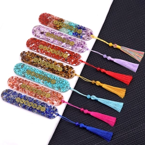 Handmade 7 Chakra Healing Crystal Resin Bookmark With Tassel Natural Chip Stone Yoga Meditation Reading Accessory For Book Lovers