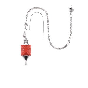Péndulo Merkaba de cristal rojo con cadena de plata para yoga y meditación espiritual