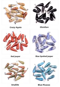 Détails de pendentifs en pierres naturelles en forme de goutte avec attaches en métal