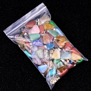 Assorted natural trapezoid gemstone crystal pendants with metal bails for DIY jewelry