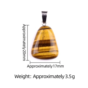 Natural tiger eye trapezoid stone pendant with silver clasp and size specifications