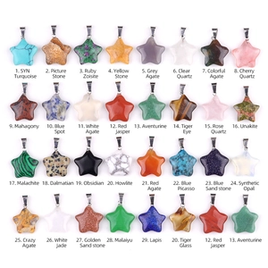 Pendentifs étoile en pierre naturelle 20mm avec bélières argentées pour bijoux DIY
