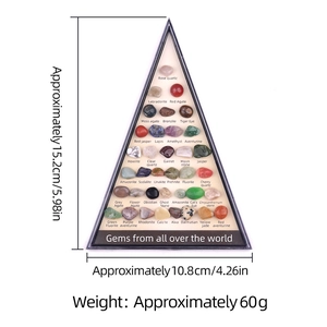 36 pieces natural crystal and mineral stone specimen collection in clear triangular gift box