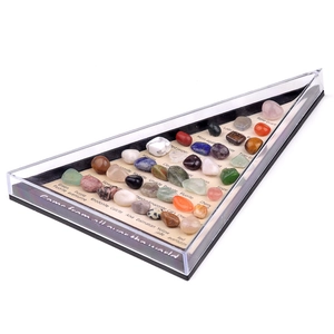 36-piece mini mineral specimens set with polished natural crystal and agate in a display box