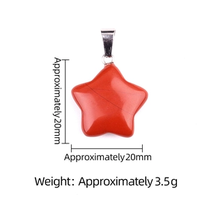 Pendentif étoile en jaspe rouge 20mm avec fermoir argenté pour bijoux DIY et colliers