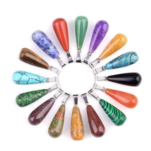 Colgante de Gota de Piedra Natural Semipreciosa Con Enganche de Metal Cristal Ágata Ojo de Tigre Amatista Cuarzo DIY Joyería