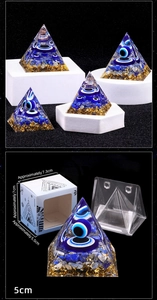 Pyramide d'Orgone en Lapis-Lazuli Œil Grec avec boîte cadeau et spirale en cuivre
