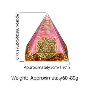 5cm Crystal Agate Orgonite Pyramid with Rose Quartz and Flower of Life Symbol