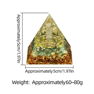 5cm Orgone Pyramid with Green Aventurine, Copper Spiral and Resin for Desktop Decor