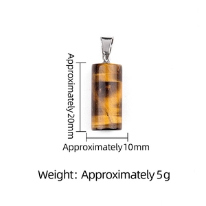 Natural tiger eye crystal cylinder pendant with silver metal bail for DIY jewelry