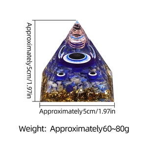 Pyramide d'Orgonite 5cm avec l'Oeil du Mal, pierres Lapis-Lazuli et bobine en cuivre