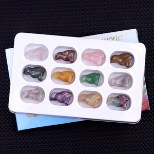 Natural Crystal Agate Bird Carving Statues Polished Gemstone Mineral Specimens Gift Set For Home Decor Education Boxed