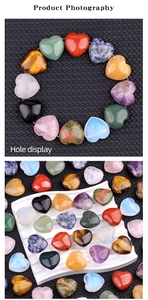Macro detail of assorted heart-shaped natural crystal beads with horizontal hole for DIY jewelry
