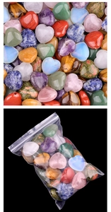 Mix of heart-shaped natural crystal and agate stones with pre-drilled holes for DIY jewelry