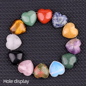 Natural Crystal Agate Heart Shape Pendant Beads For Jewelry Making DIY Stone Heart Charm With Hole For Necklace Accessories