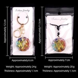 Portachiavi e collana Orgone Cubo di Metatron con frammenti di pietre colorate