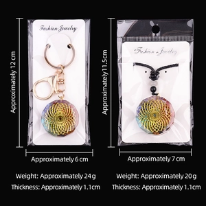 Collier et porte-clés en résine de pierre naturelle chakra avec design mandala et dimensions